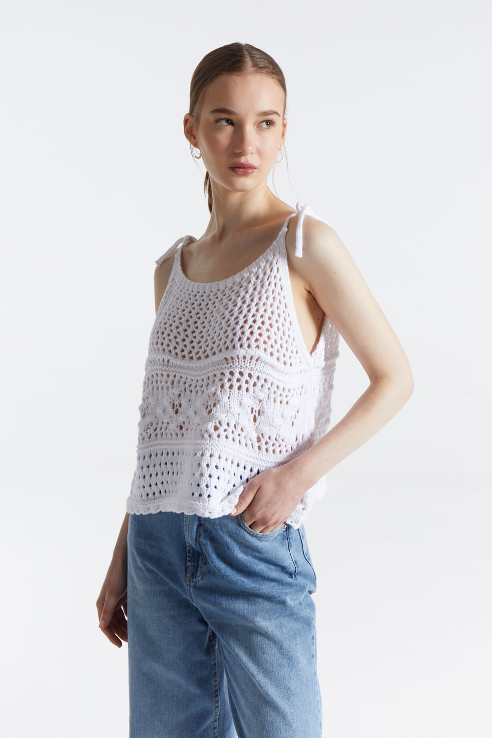 Sweater top cotton pearls