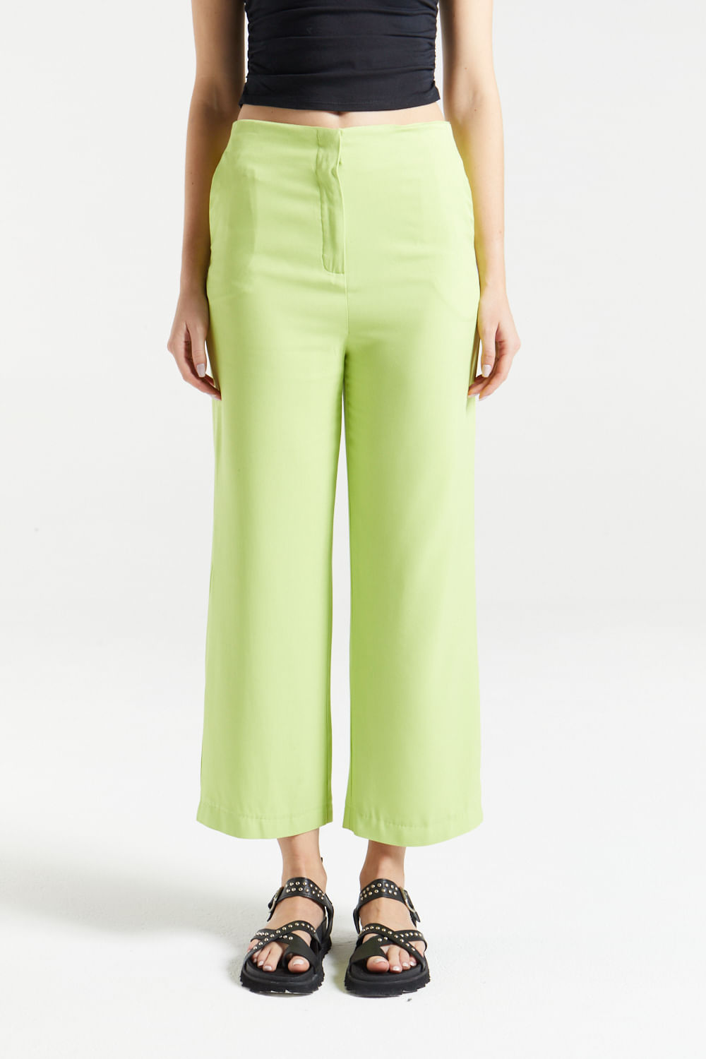 Pantalón crop lyocell pique ash