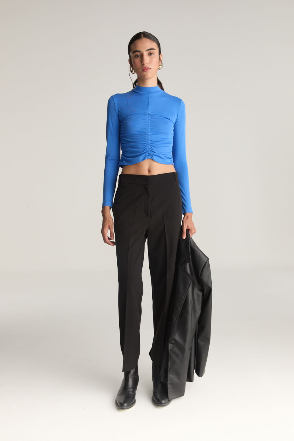 Remera ribbed gather Bella de Desiderata