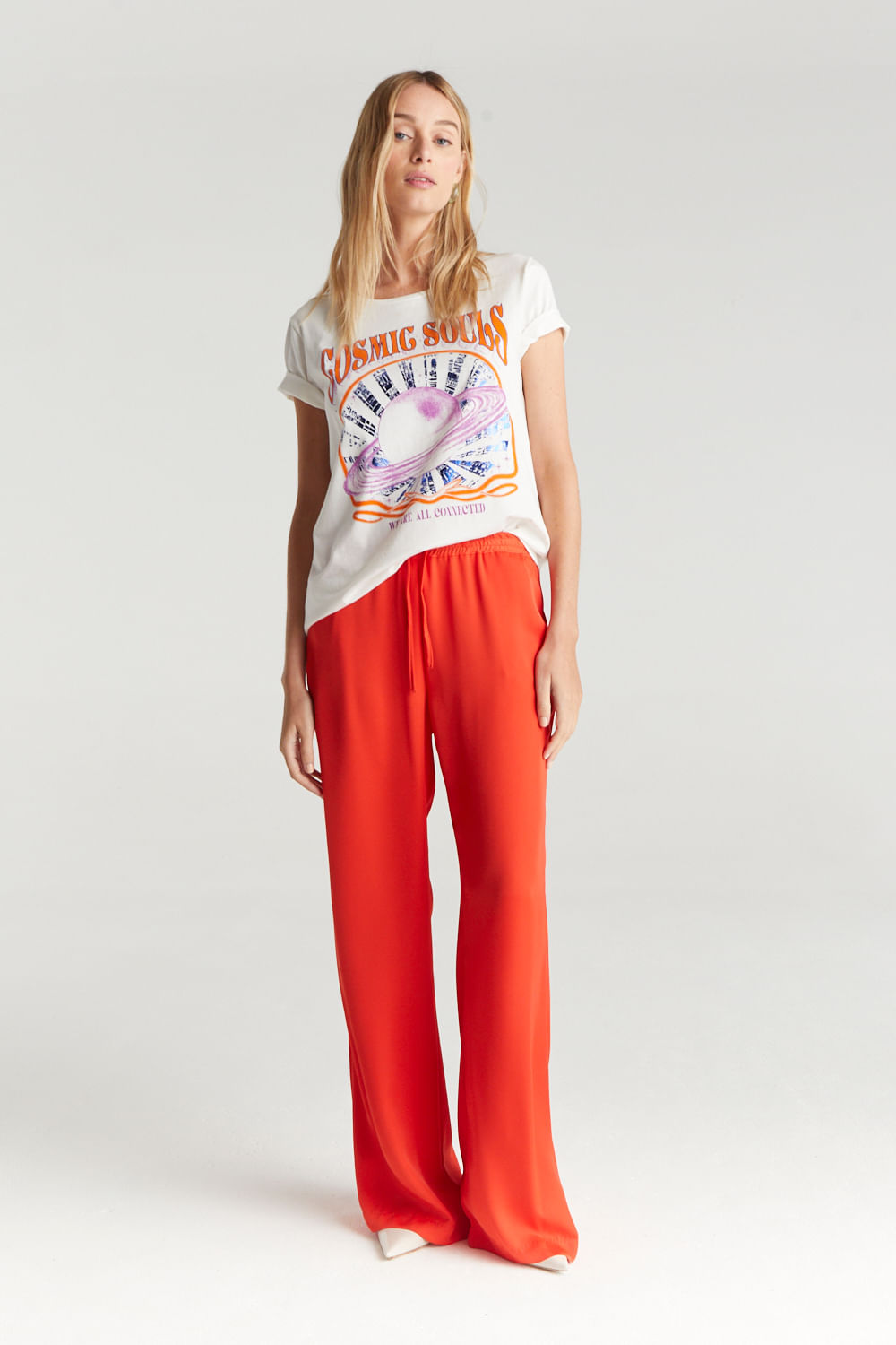 Pantalon saten night - gardenia