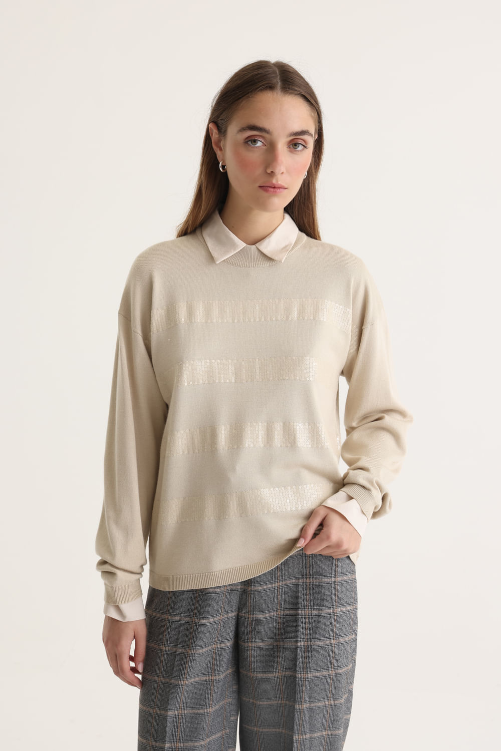 SWEATER STRIPED SEQUINS SOFT