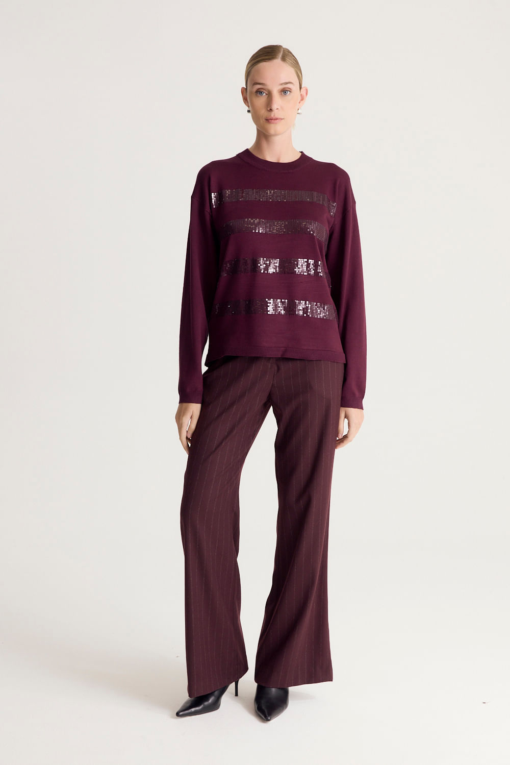SWEATER STRIPED SEQUINS SOFT