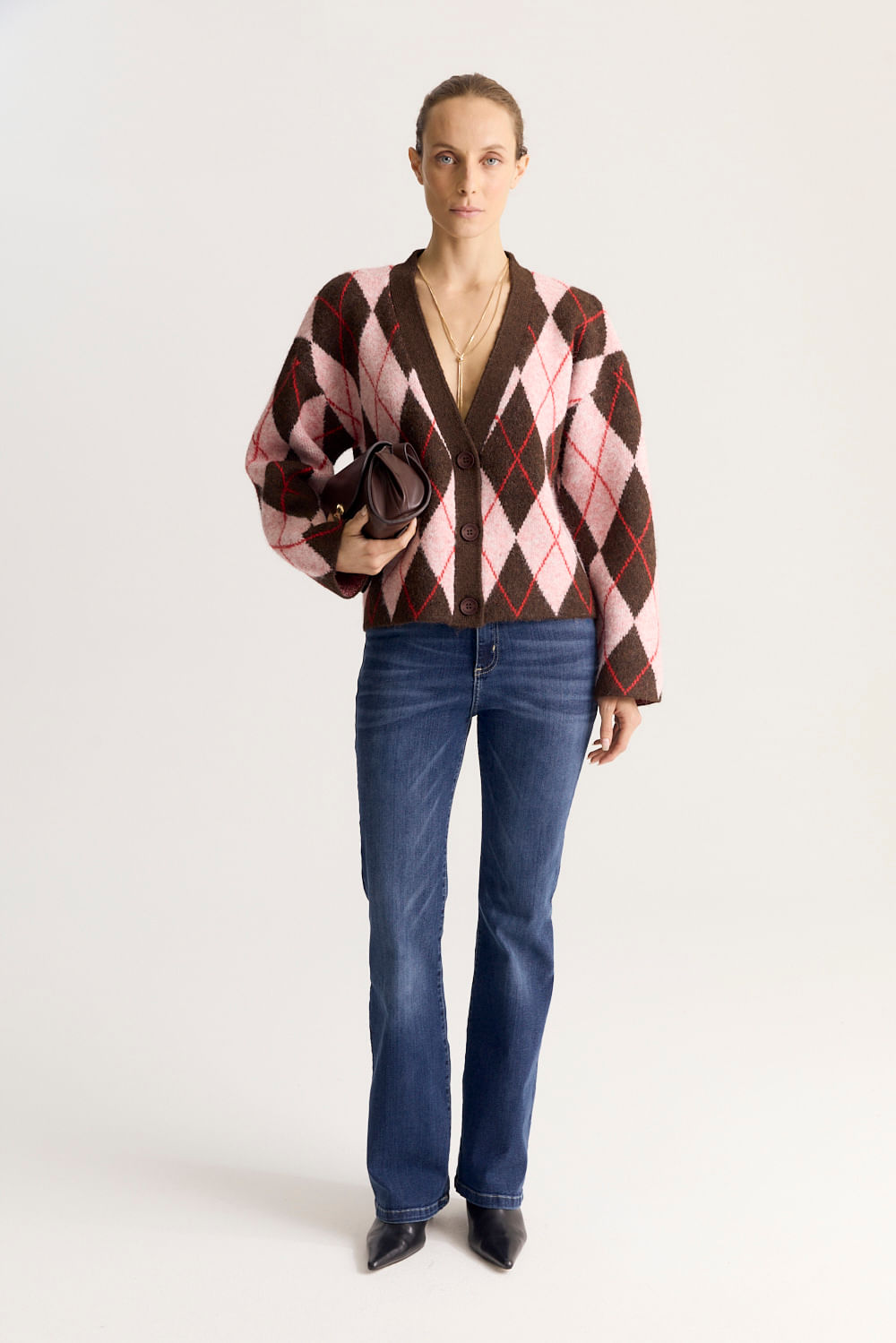 SWEATER CARDIGAN RHOMBUS
