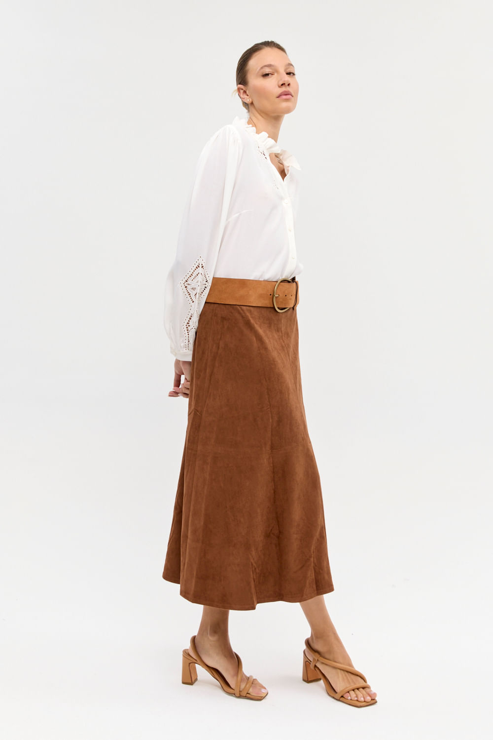 POLLERA MIDI VEGAN SUEDE